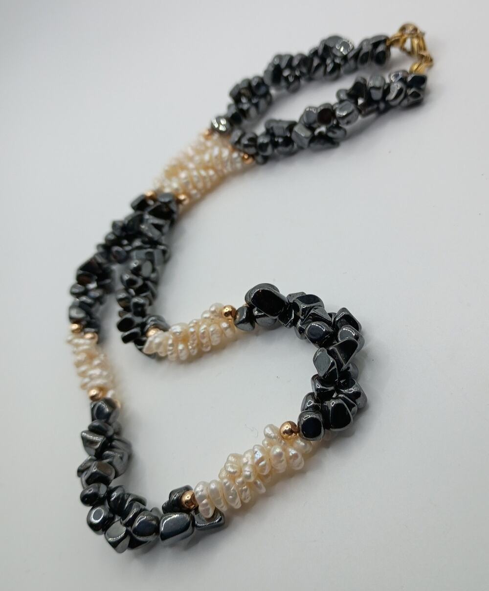 Freshwater Pearl & Magnetite Beaded Necklace